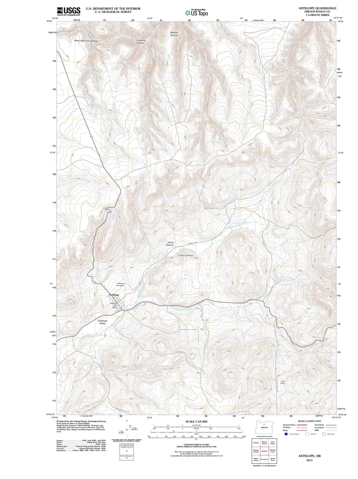 2011 Antelope, OR - Oregon - USGS Topographic Map