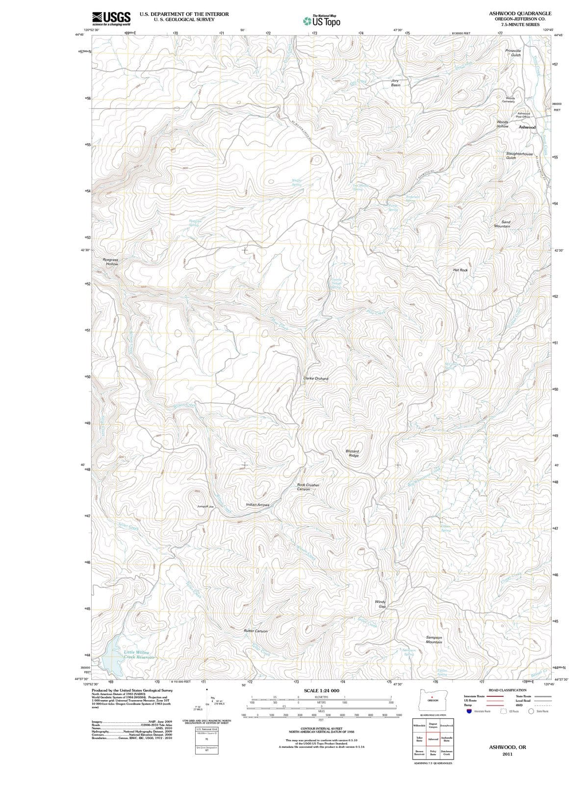 2011 Ashwood, OR - Oregon - USGS Topographic Map