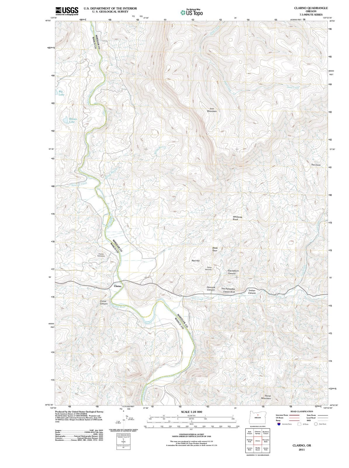 2011 Clarno, OR - Oregon - USGS Topographic Map