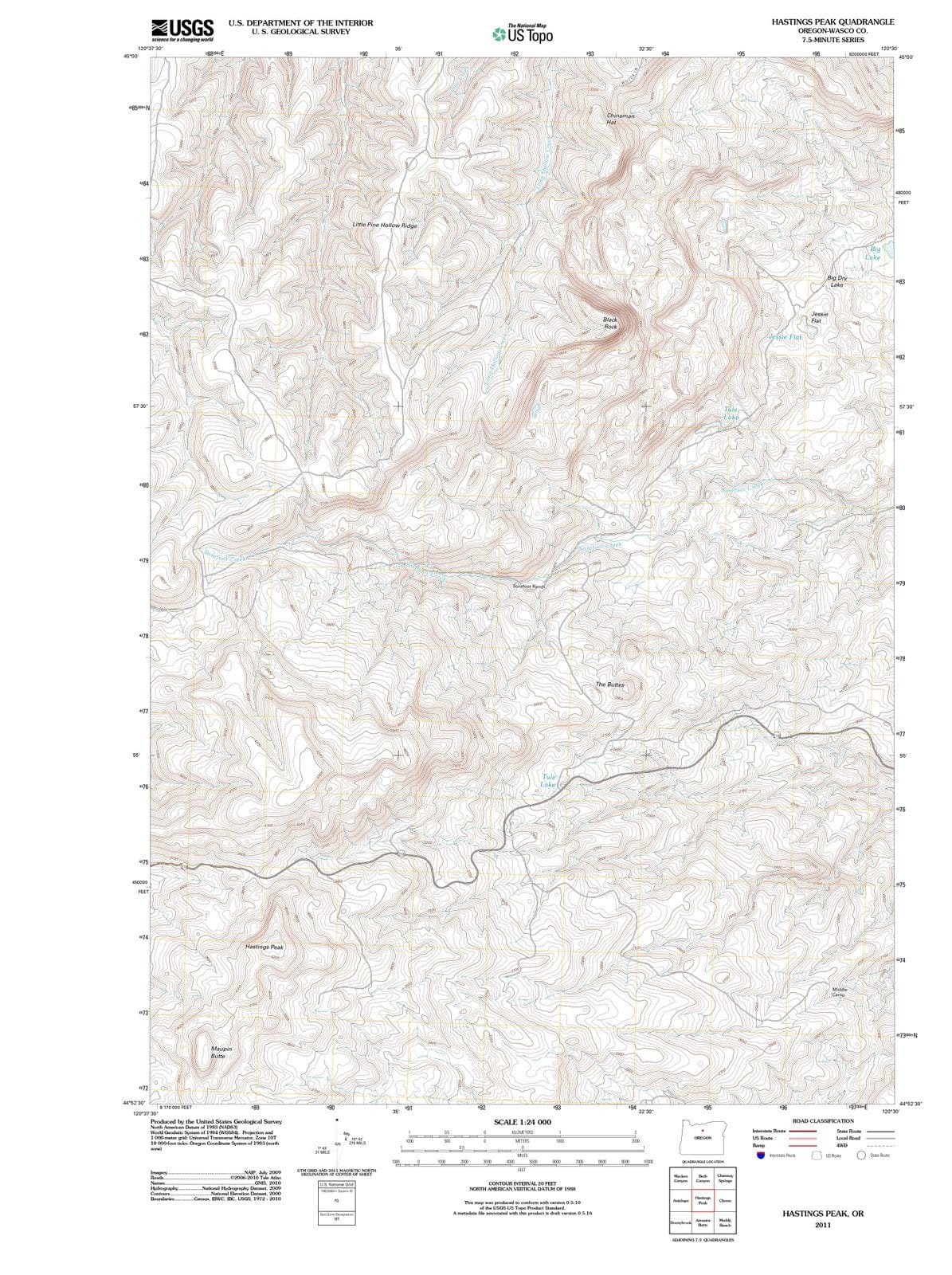 2011 Hastings Peak, OR - Oregon - USGS Topographic Map