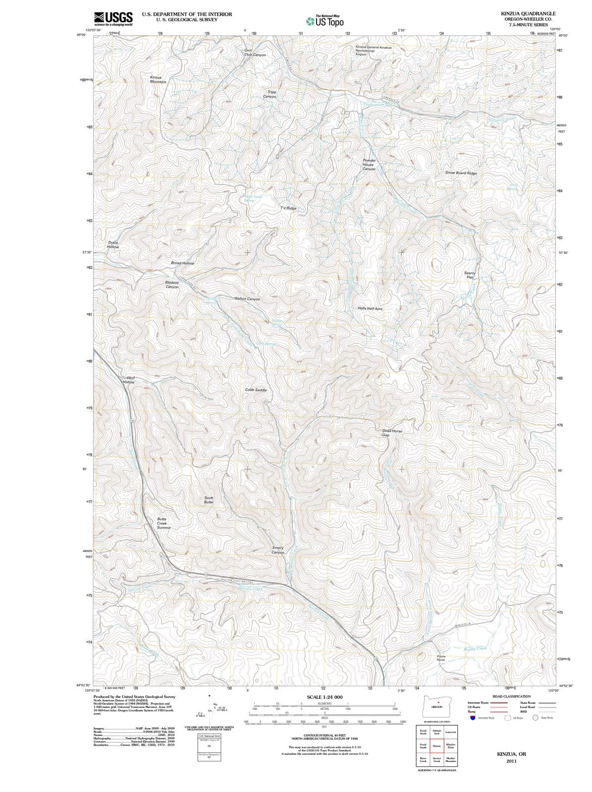 2011 Kinzua, OR - Oregon - USGS Topographic Map