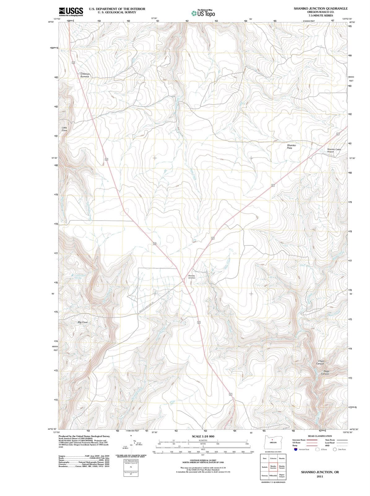2011 Shaniko Junction, OR - Oregon - USGS Topographic Map