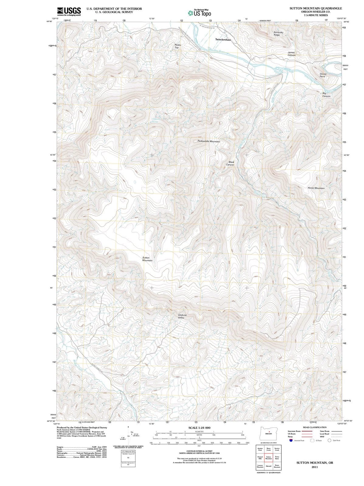 2011 Sutton Mountain, OR - Oregon - USGS Topographic Map