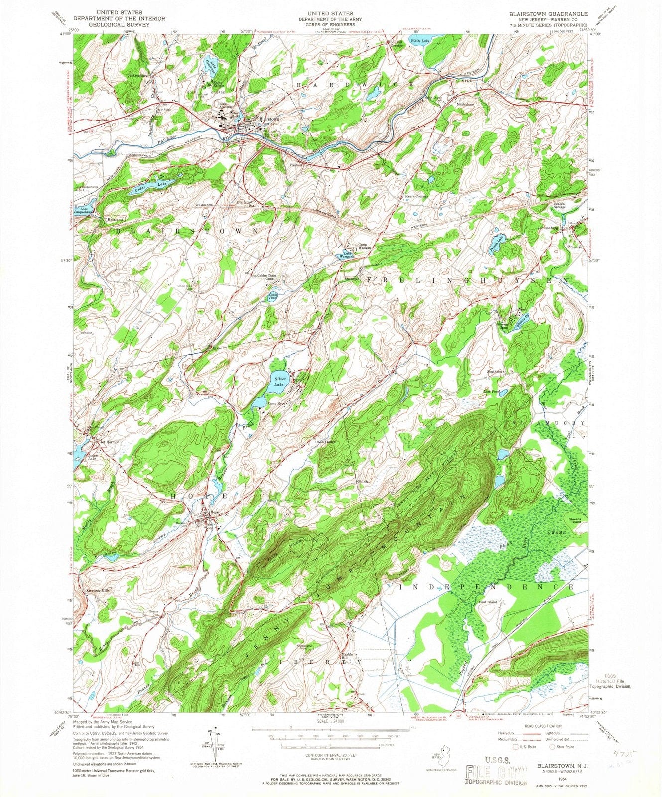 1954 Blairstown, NJ - New Jersey - USGS Topographic Map