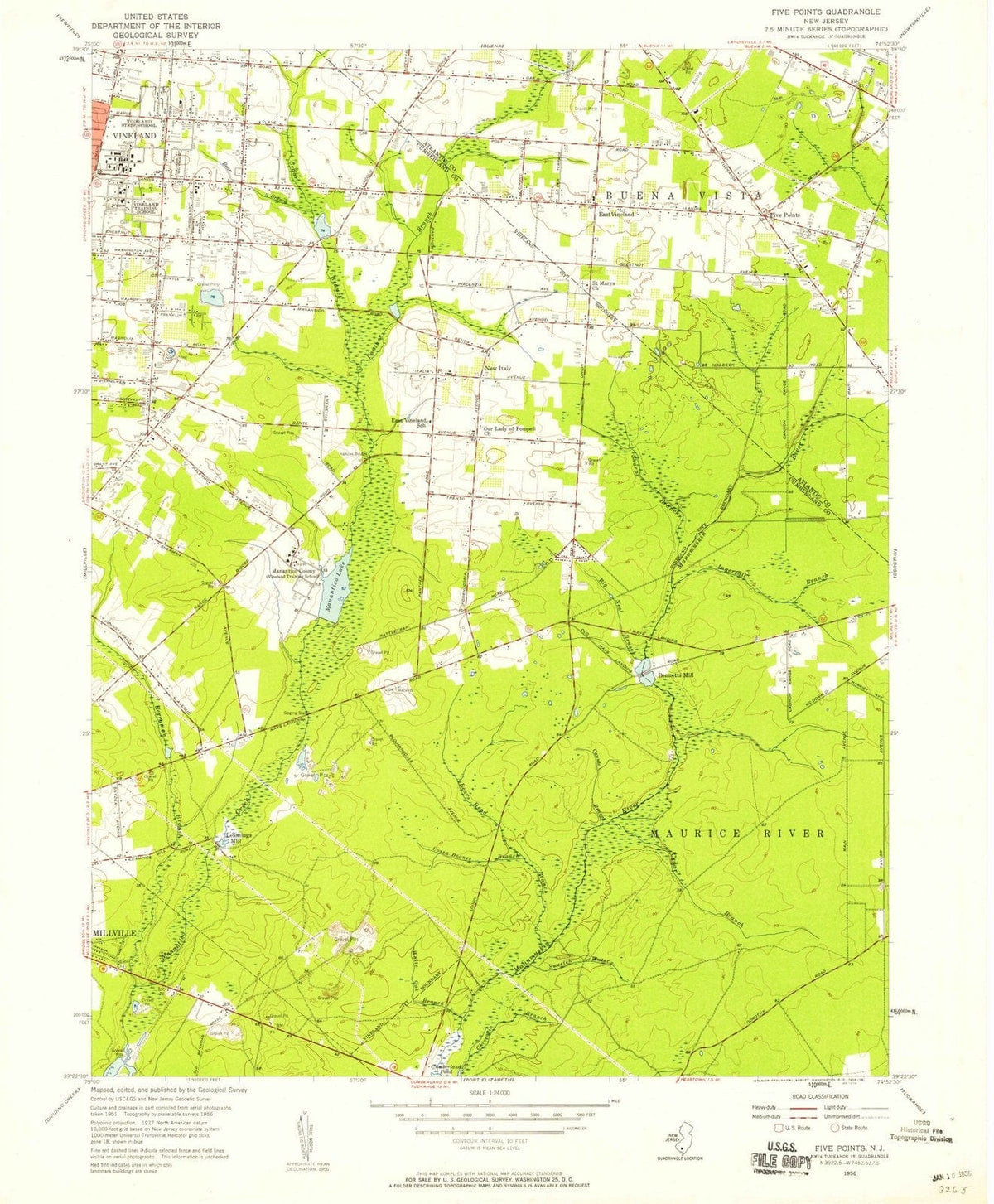 1956 Five Points, NJ - New Jersey - USGS Topographic Map