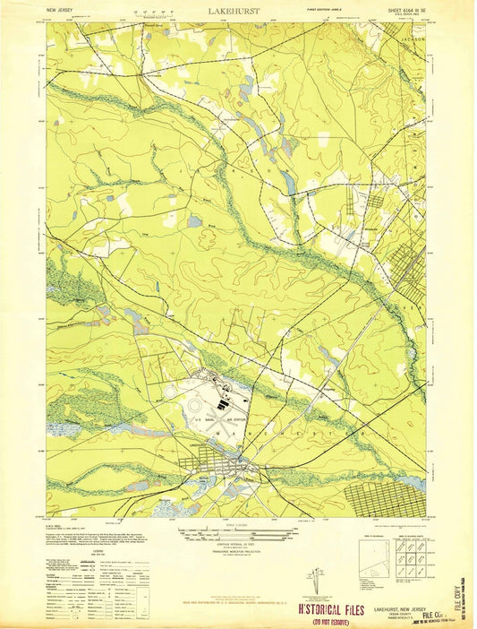1947 Lakehurst, NJ - New Jersey - USGS Topographic Map
