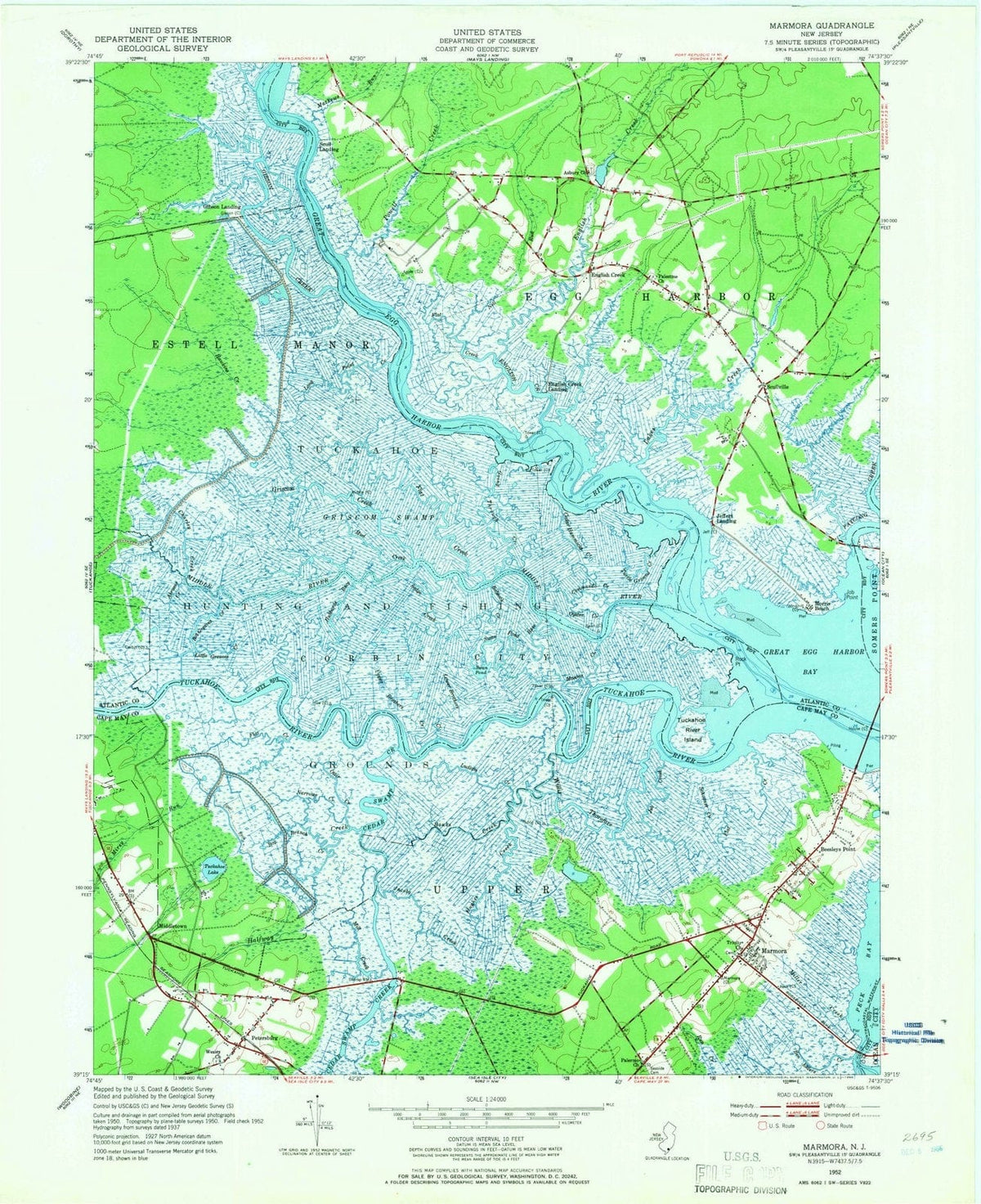 1952 Marmora, NJ - New Jersey - USGS Topographic Map