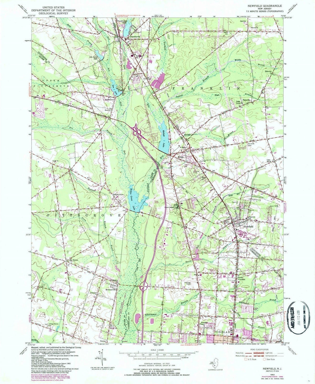 1953 Newfield, NJ - New Jersey - USGS Topographic Map