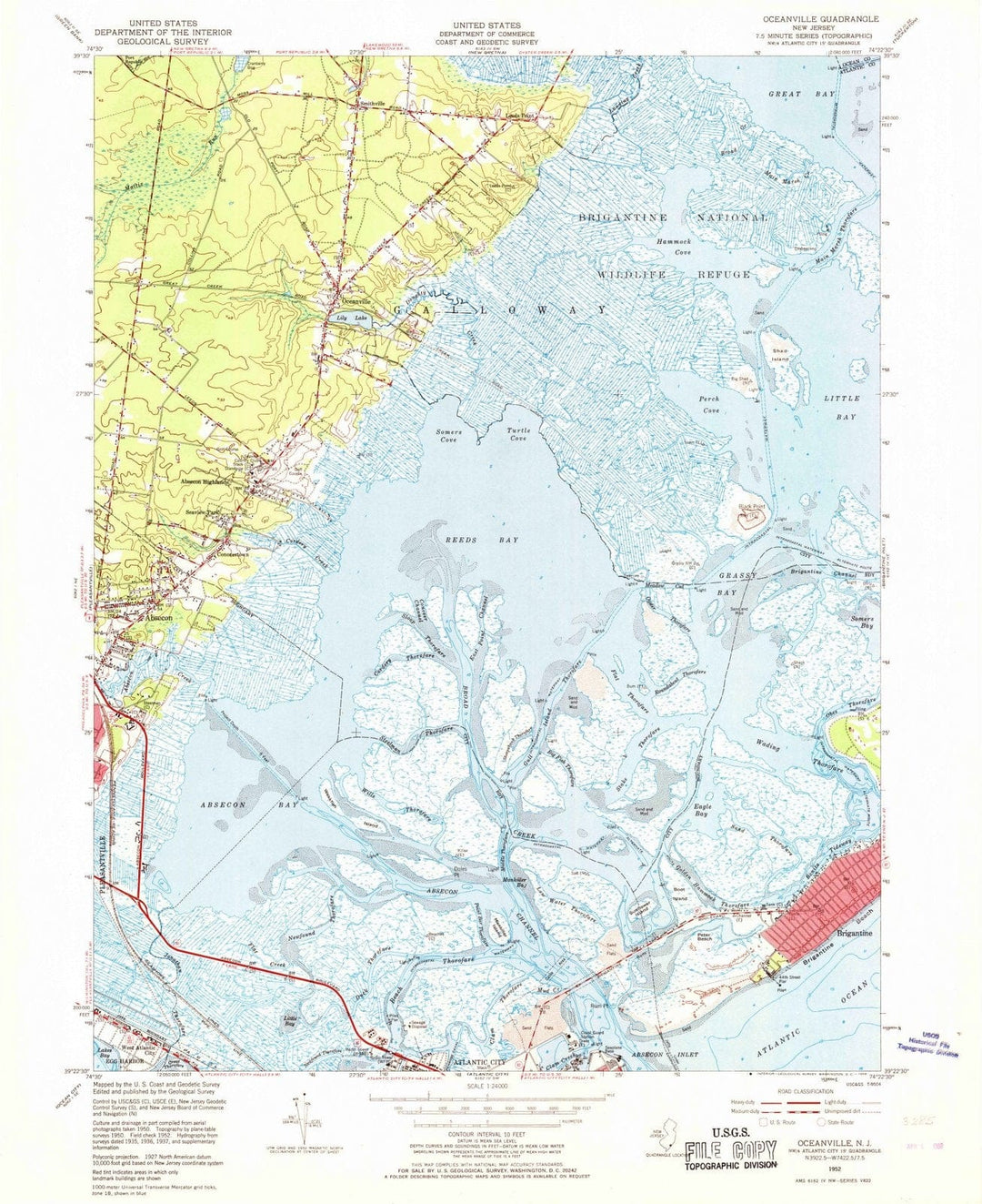 1952 Oceanville, NJ - New Jersey - USGS Topographic Map