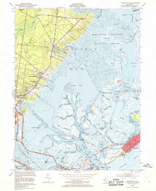 1952 Oceanville, NJ - New Jersey - USGS Topographic Map