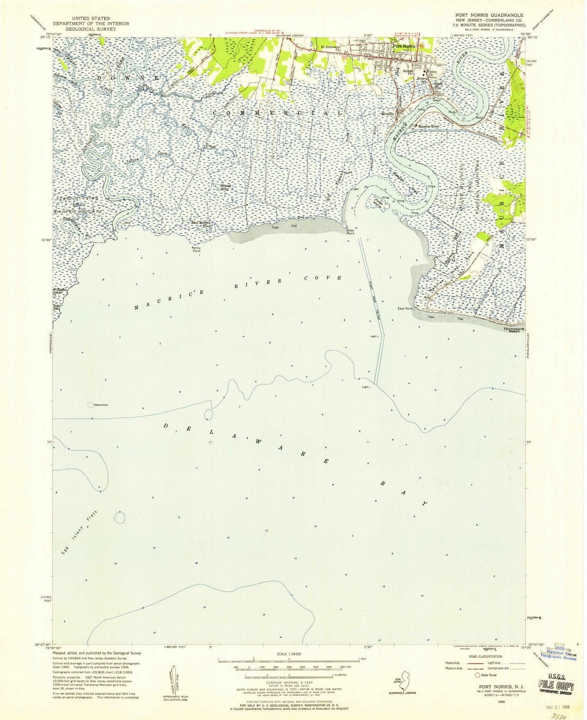 1956 Port Norris, NJ - New Jersey - USGS Topographic Map