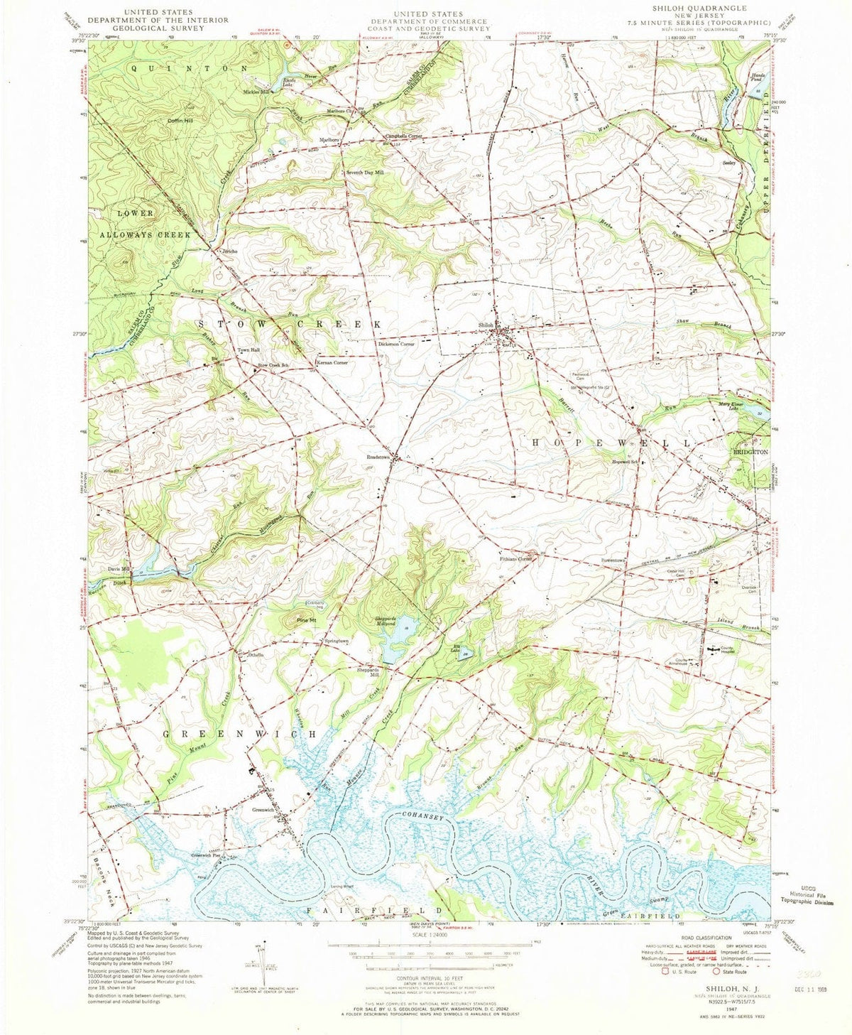 1947 Shiloh, NJ - New Jersey - USGS Topographic Map