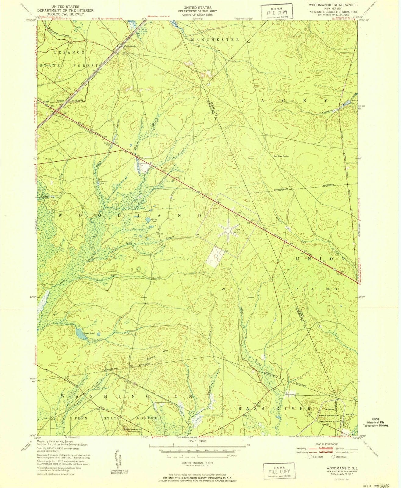 1951 Woodmansie, NJ - New Jersey - USGS Topographic Map