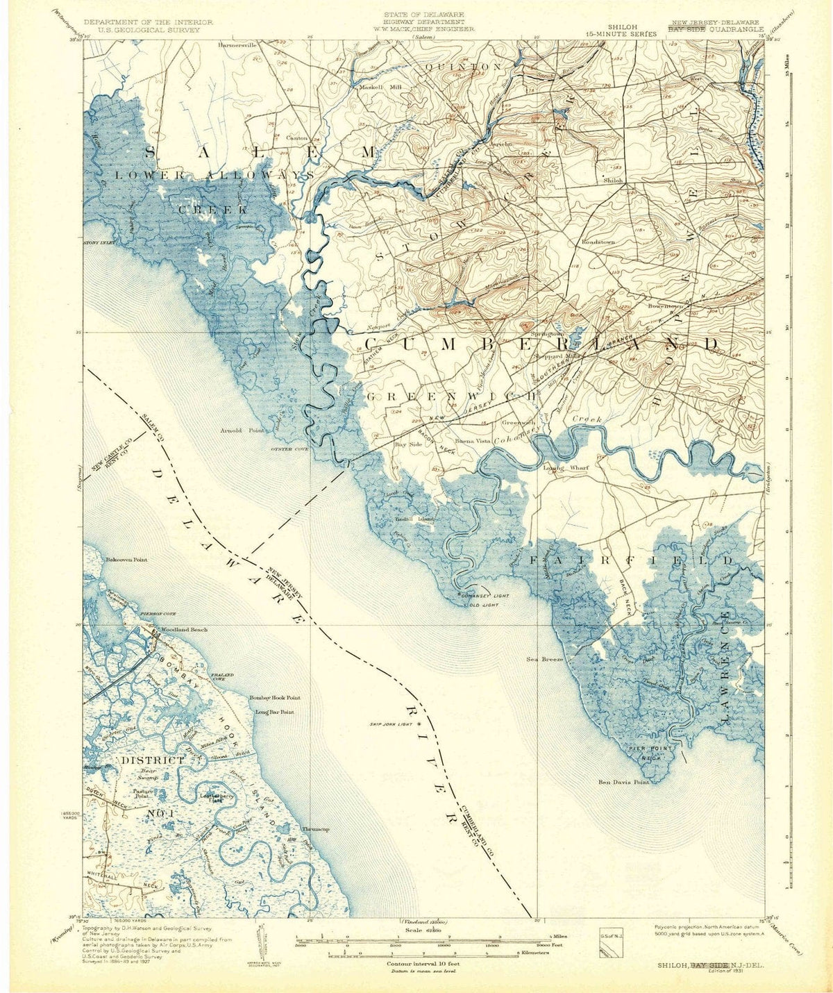 1931 Shiloh, NJ - New Jersey - USGS Topographic Map