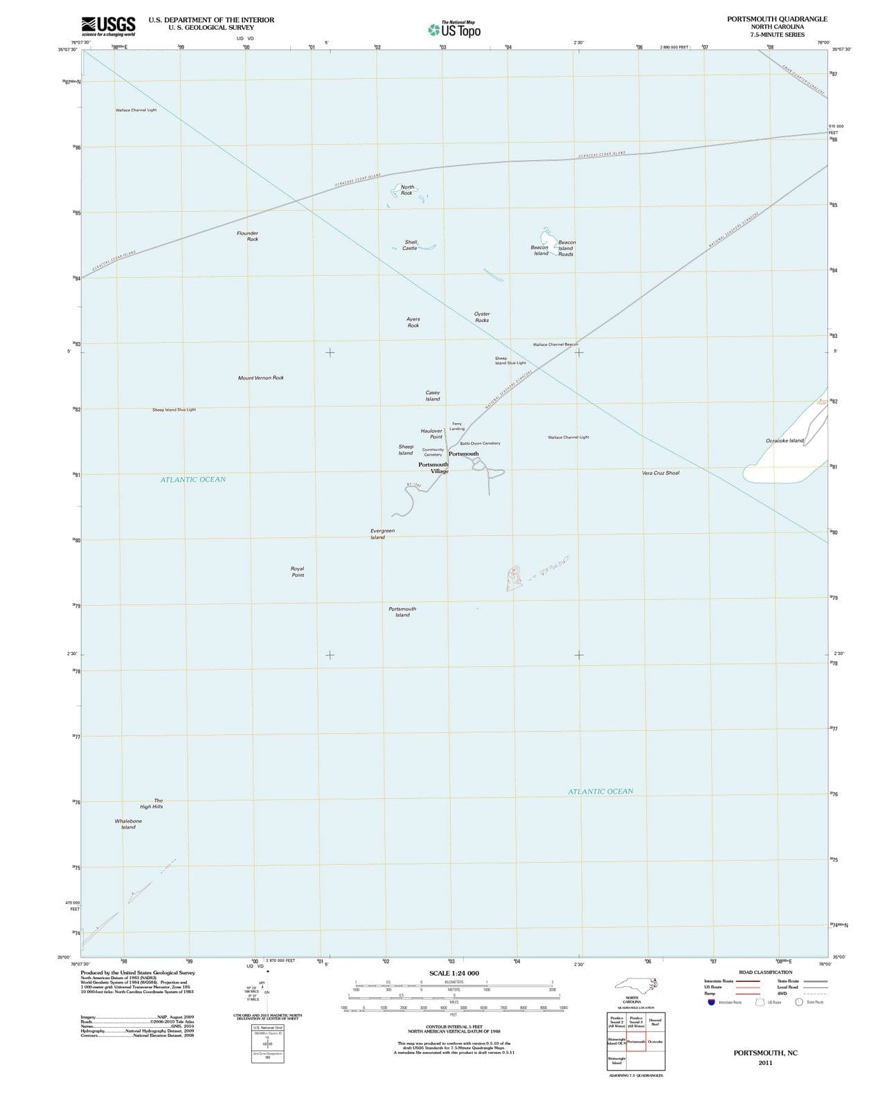 2011 Portsmouth, NC - North Carolina - USGS Topographic Map