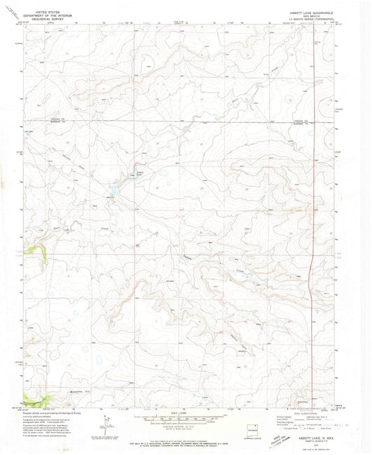 1971 Abbott Lake, NM - New Mexico - USGS Topographic Map