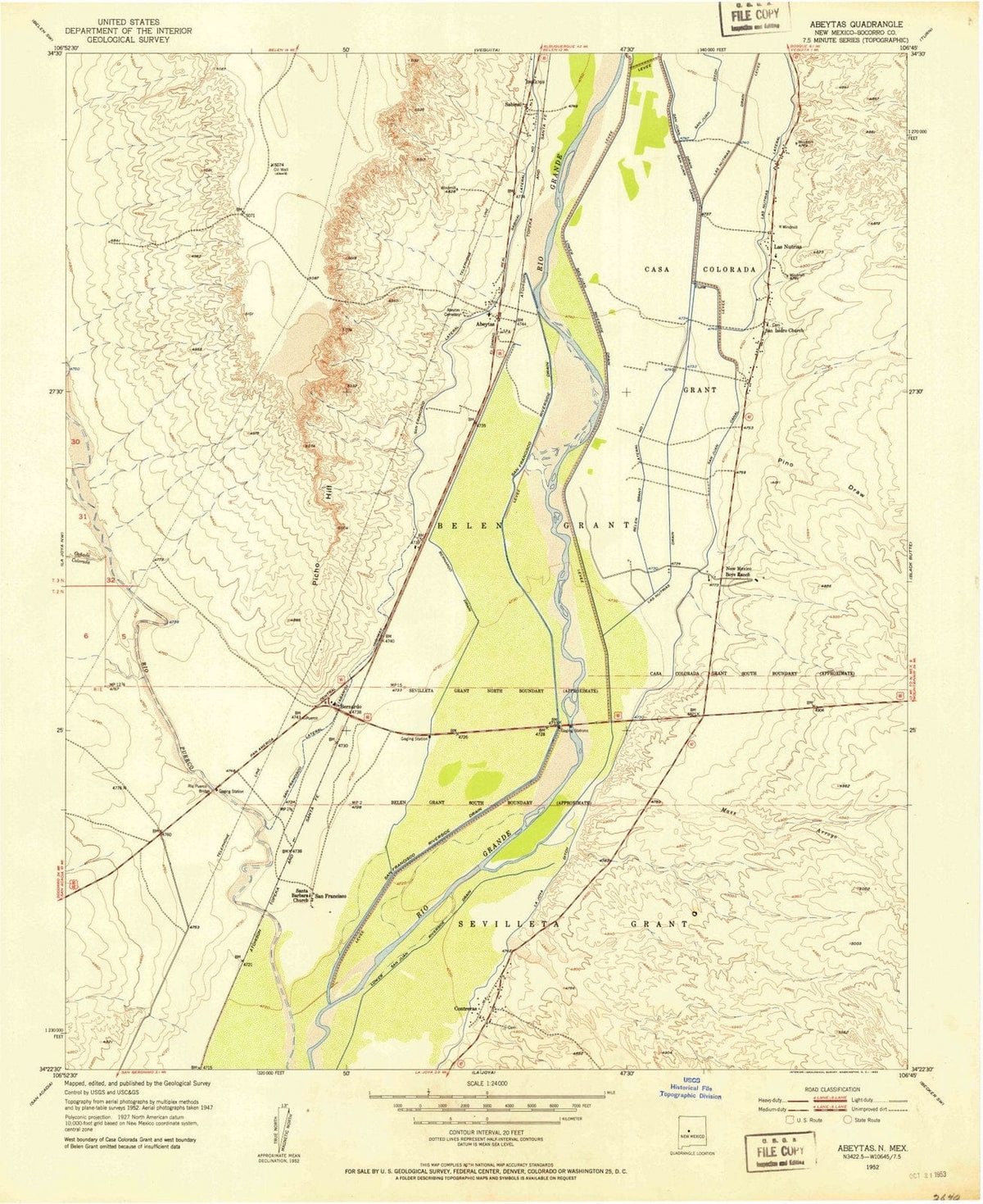 1952 Abeytas, NM - New Mexico - USGS Topographic Map
