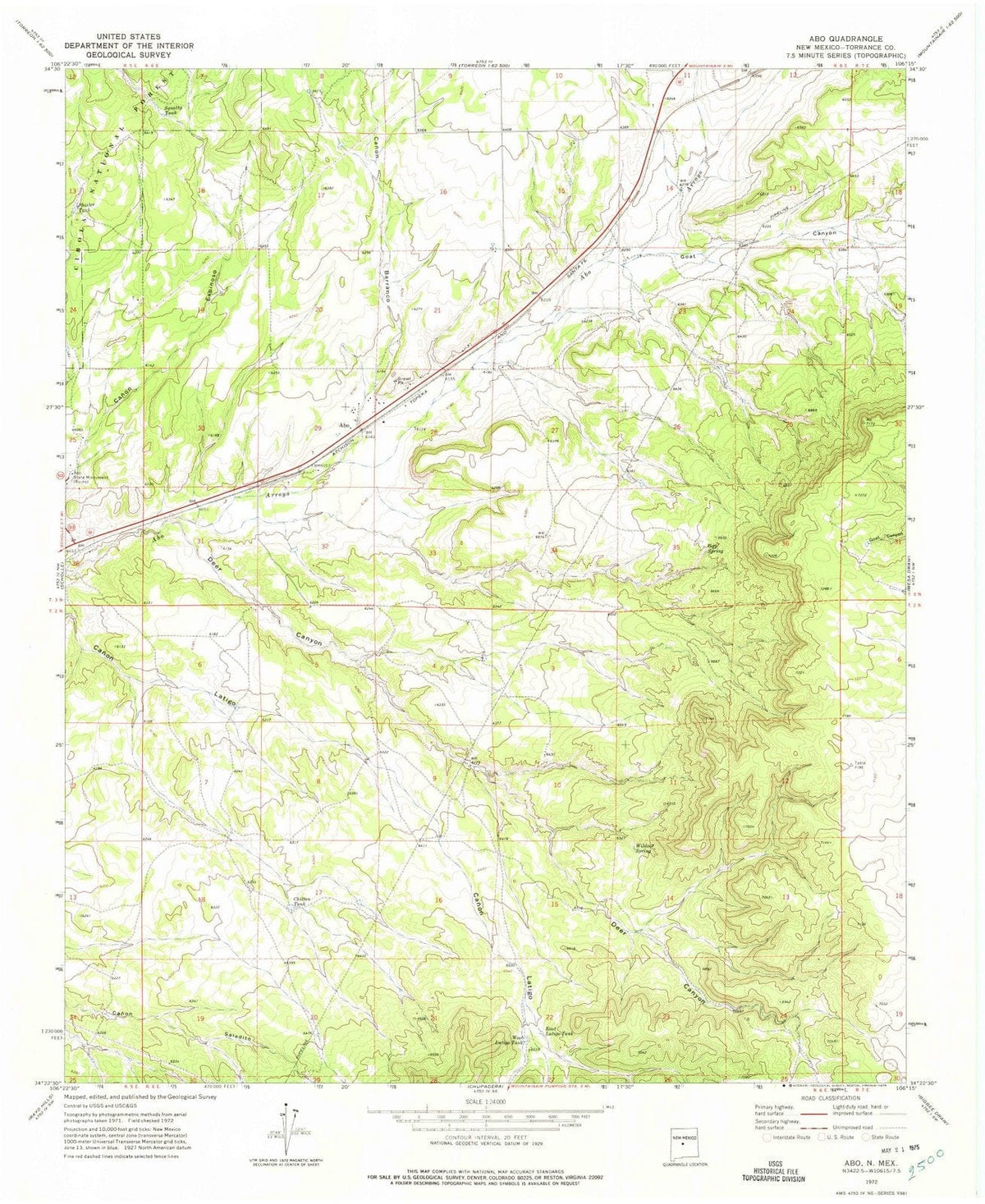 1972 ABO, NM - New Mexico - USGS Topographic Map