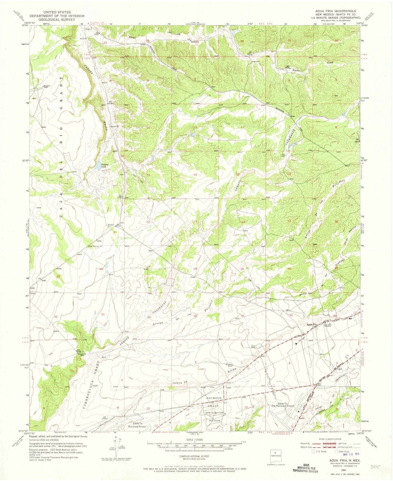 1951 Agua Fria, NM - New Mexico - USGS Topographic Map