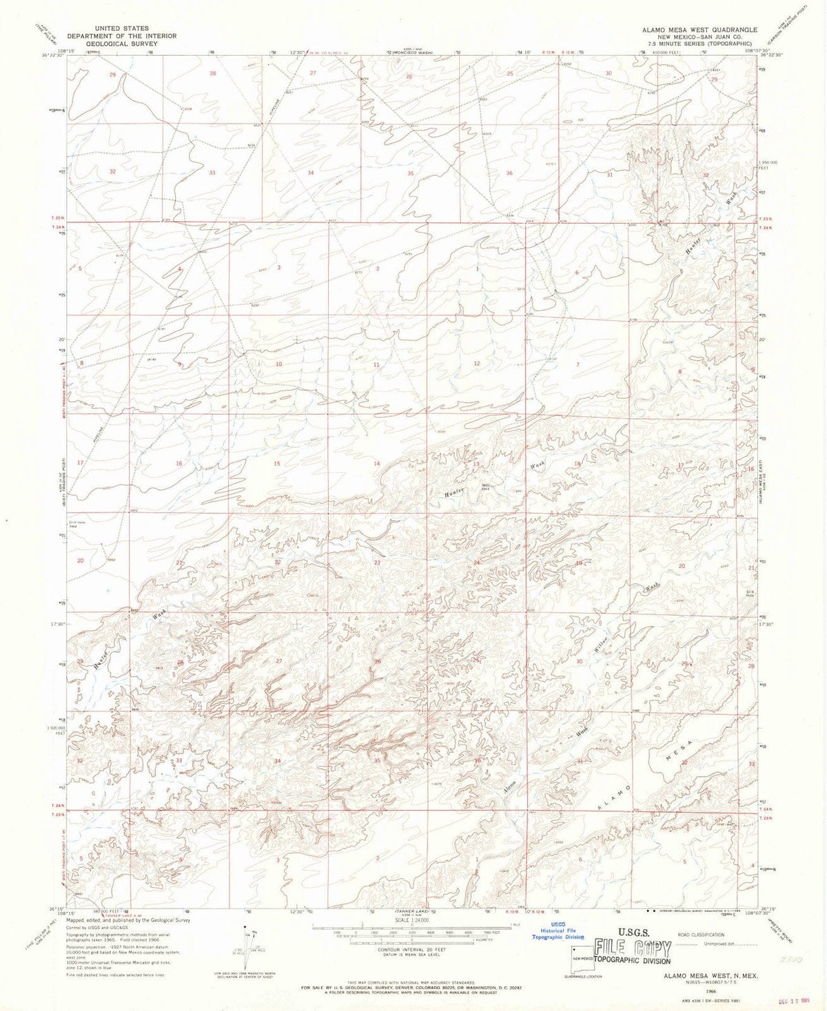 1966 Alamo Mesa West, NM - New Mexico - USGS Topographic Map