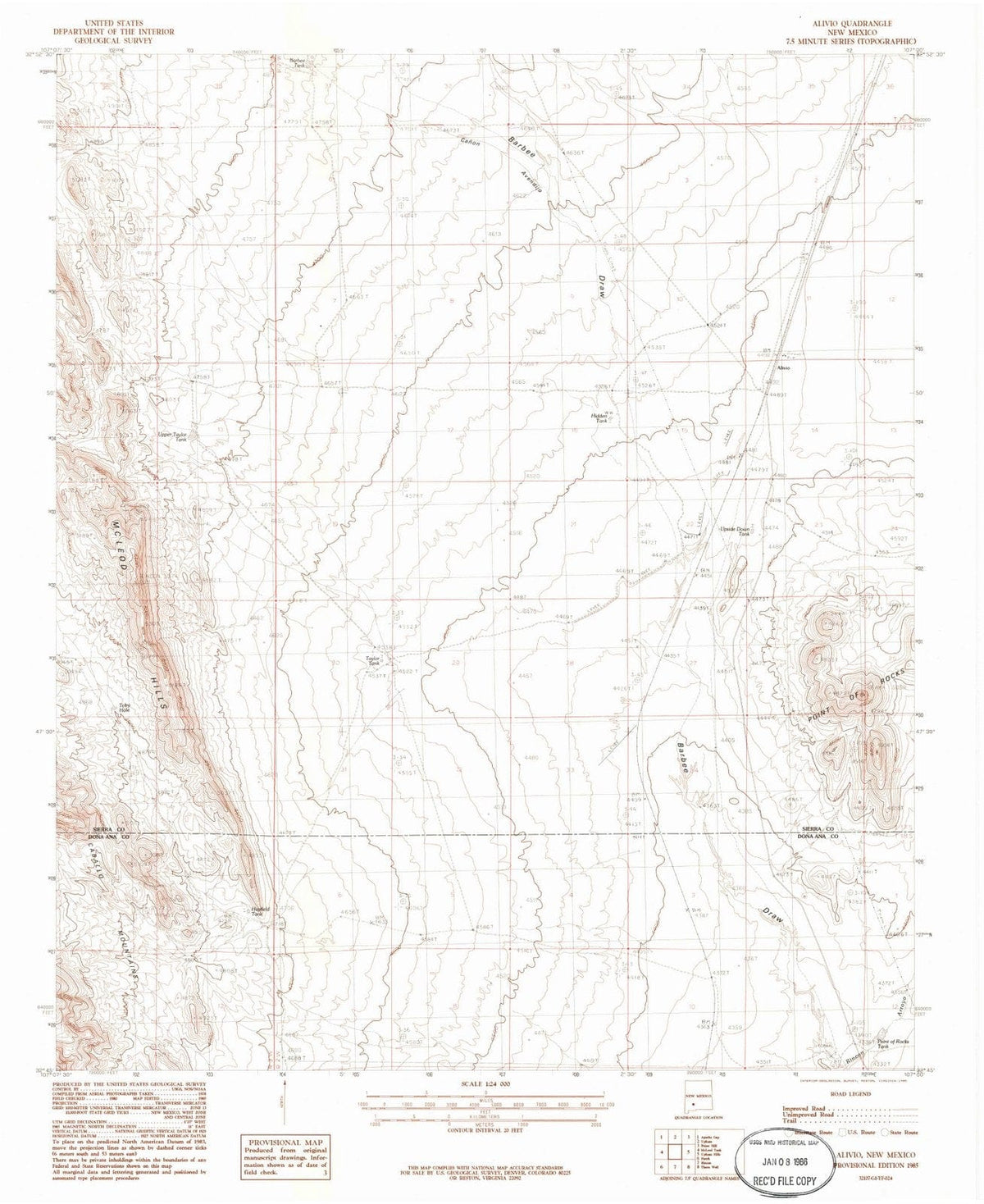 1985 Alivio, NM - New Mexico - USGS Topographic Map