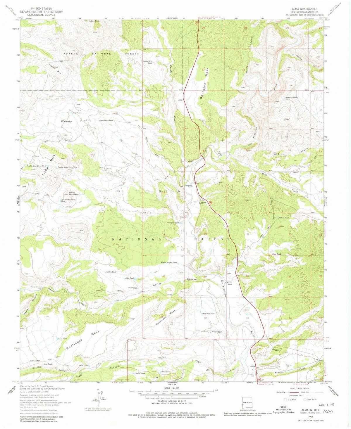 1963 Alma, NM - New Mexico - USGS Topographic Map