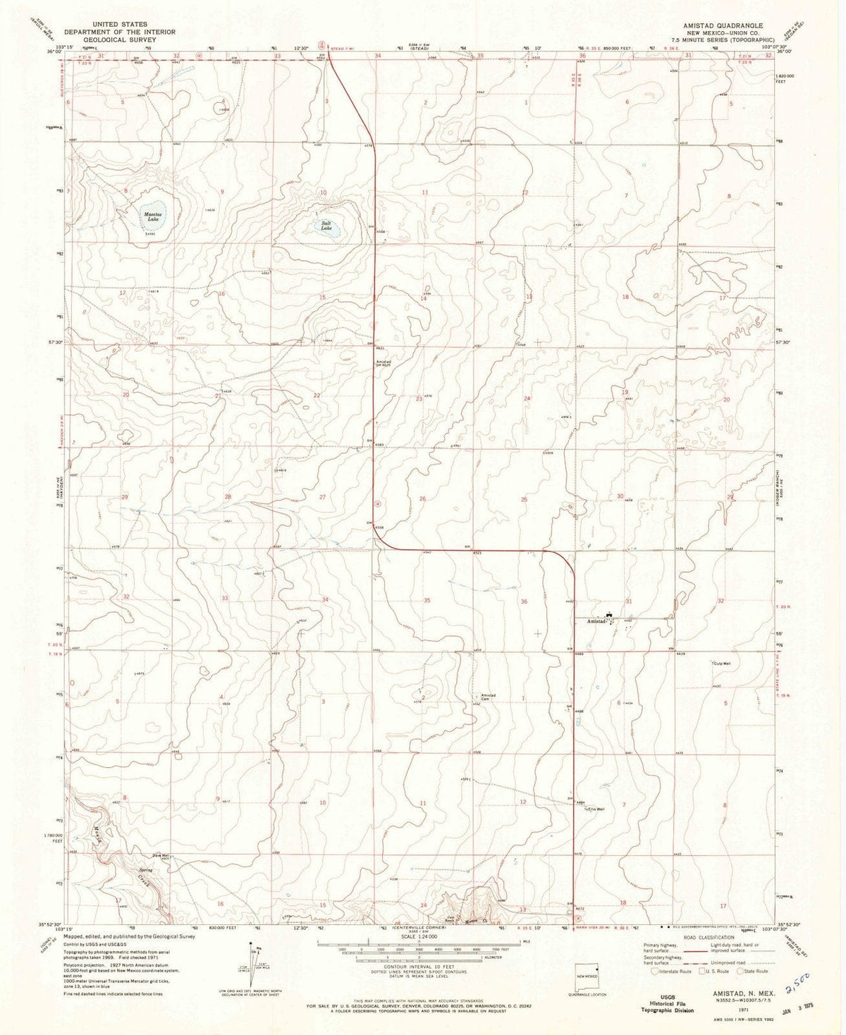 1971 Amistad, NM - New Mexico - USGS Topographic Map v2