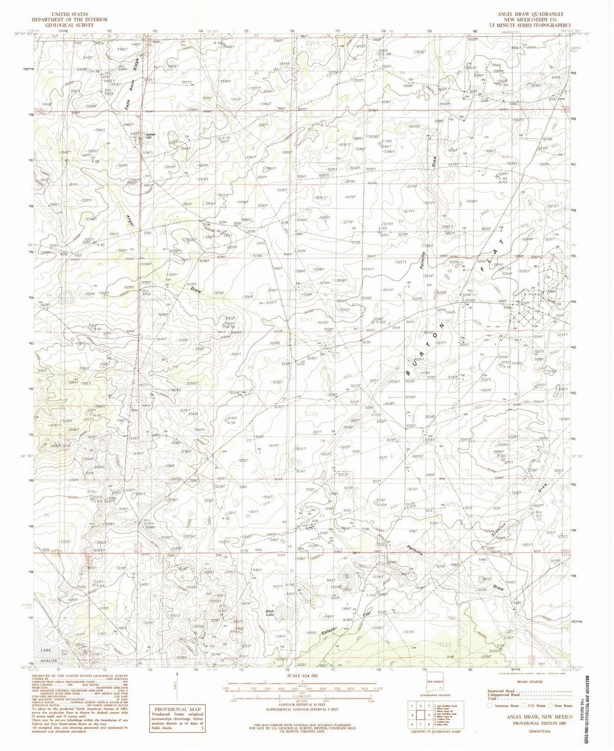 1985 Angelraw, NM - New Mexico - USGS Topographic Map