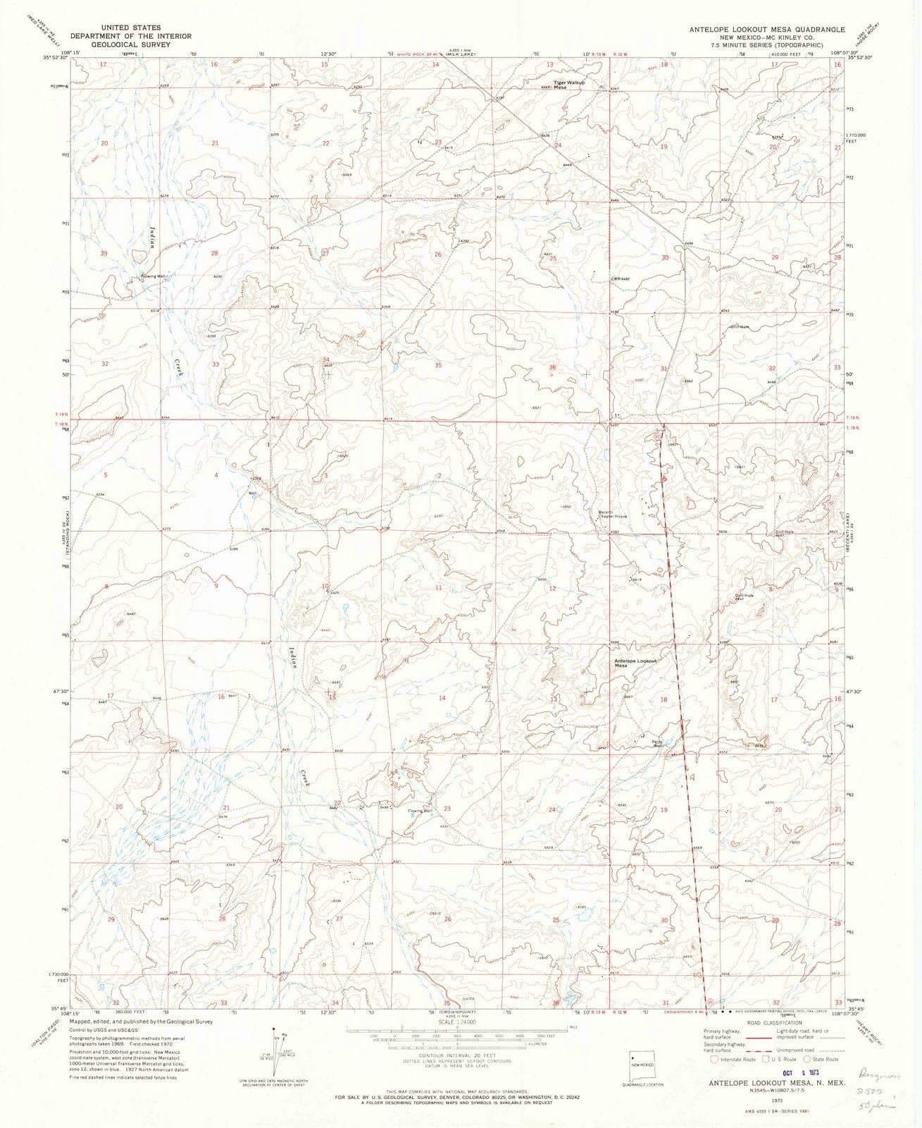 1970 Antelope Lookout Mesa, NM - New Mexico - USGS Topographic Map