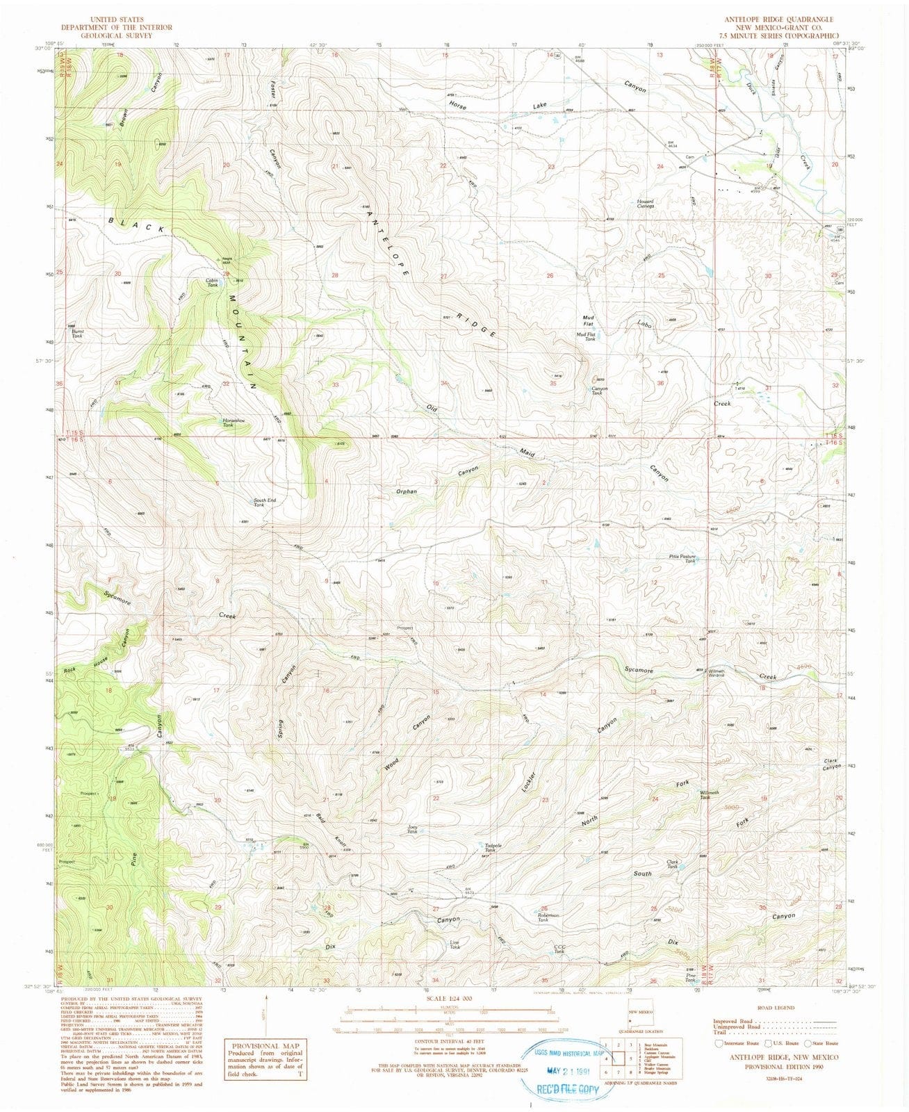 1990 Antelope Ridge, NM - New Mexico - USGS Topographic Map