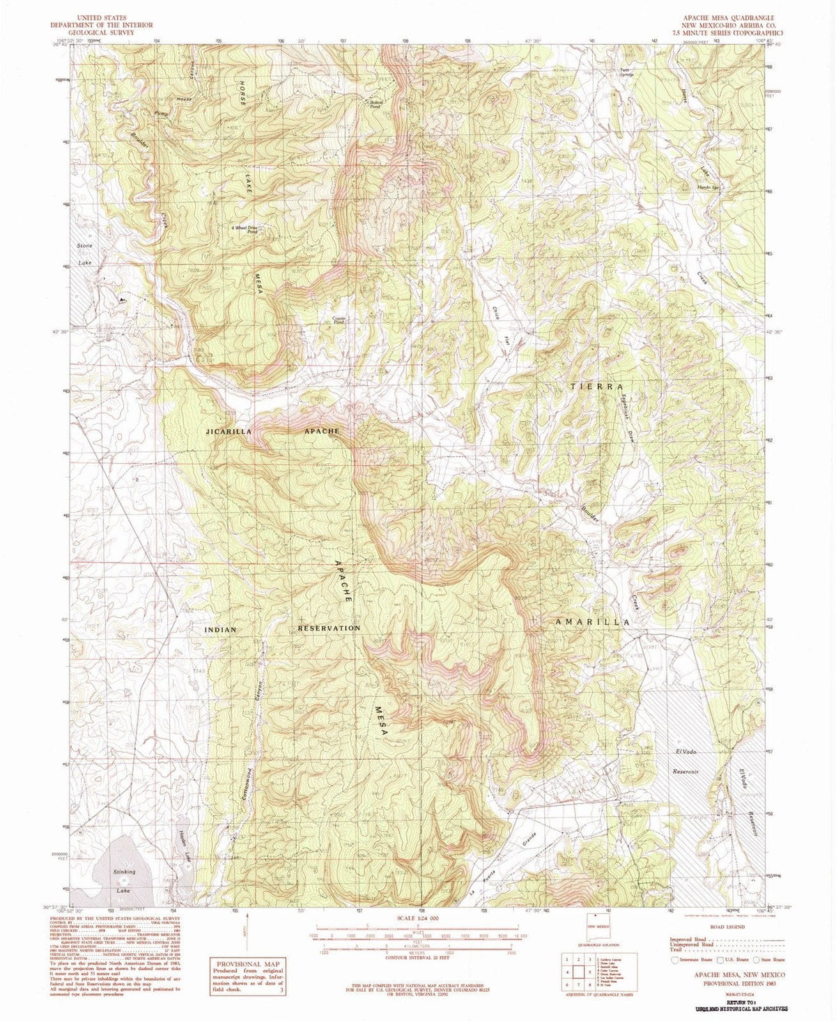 1983 Apache Mesa, NM - New Mexico - USGS Topographic Map