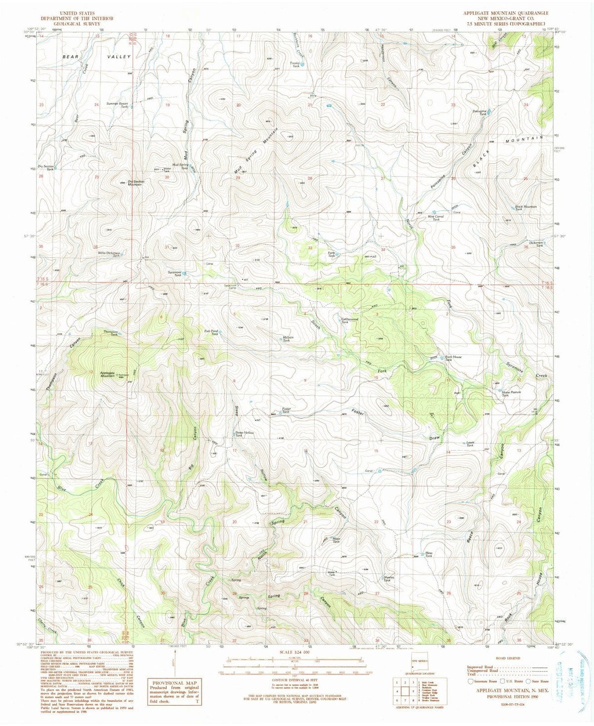 1990 Applegate Mountain, NM - New Mexico - USGS Topographic Map