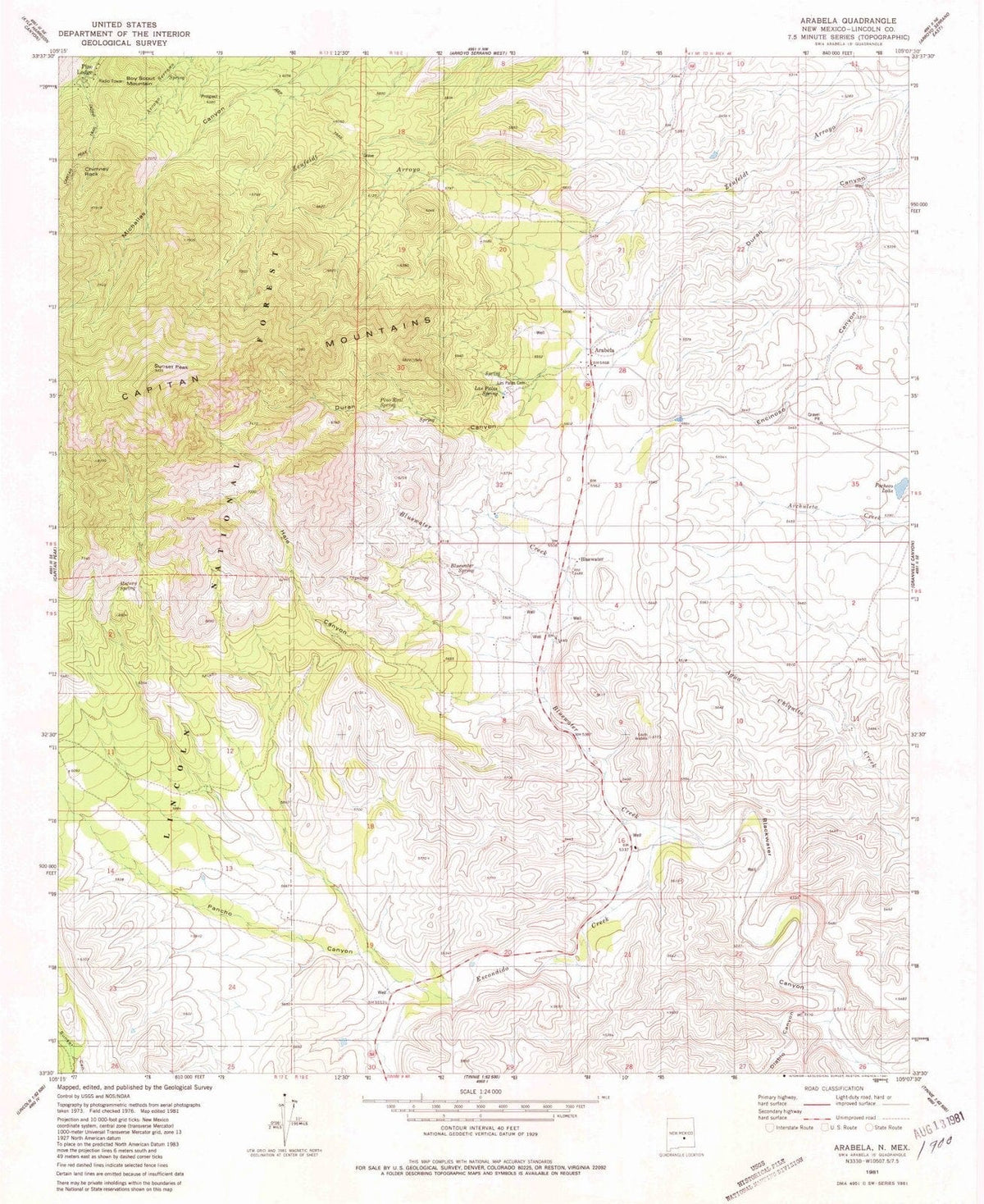 1981 Arabela, NM - New Mexico - USGS Topographic Map