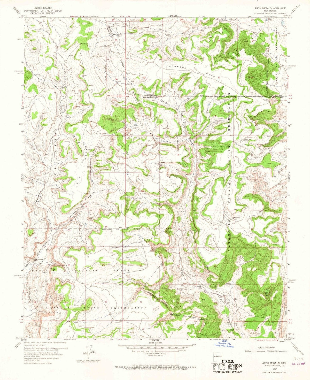 1957 Arch Mesa, NM - New Mexico - USGS Topographic Map