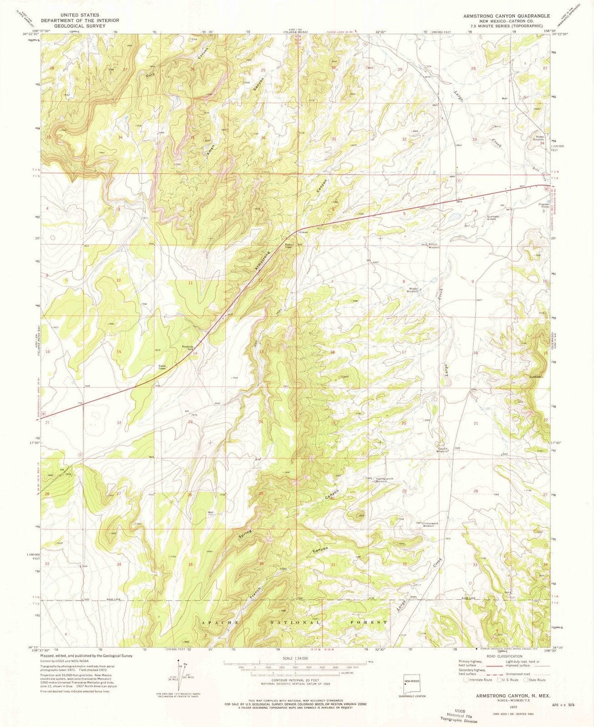 1972 Armstrong Canyon, NM - New Mexico - USGS Topographic Map