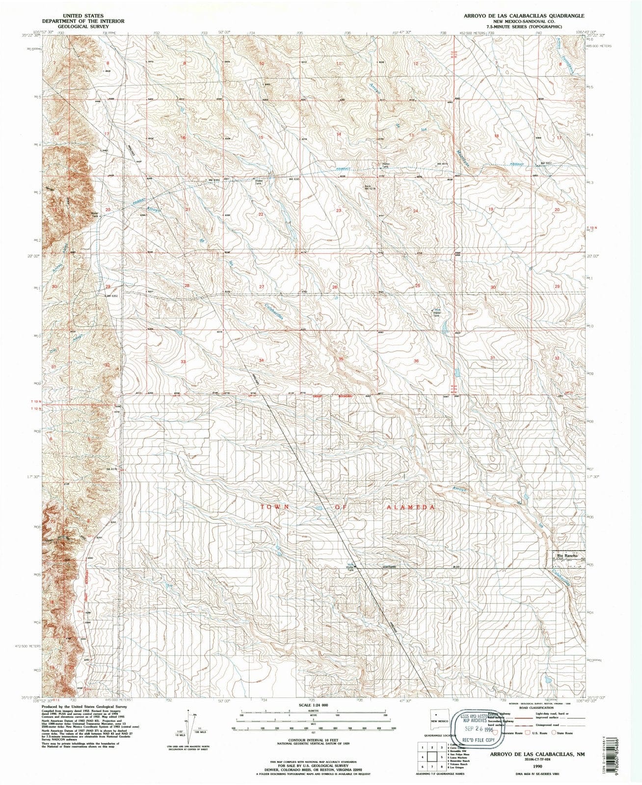 1990 Arroyo De Las Calabacillas, NM - New Mexico - USGS Topographic Map