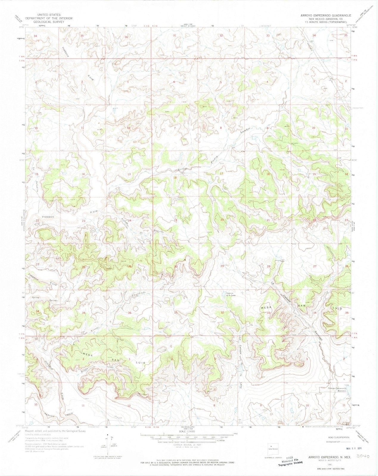 1961 Arroyo Empedrado, NM - New Mexico - USGS Topographic Map
