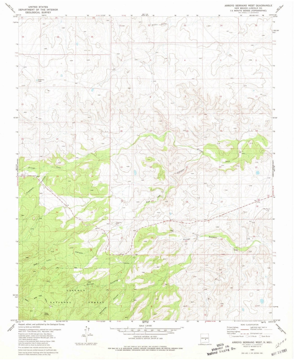 1981 Arroyorrano West, NM - New Mexico - USGS Topographic Map