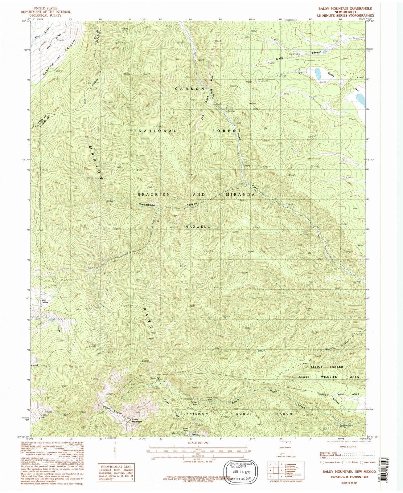 1987 Baldy Mountain, NM - New Mexico - USGS Topographic Map
