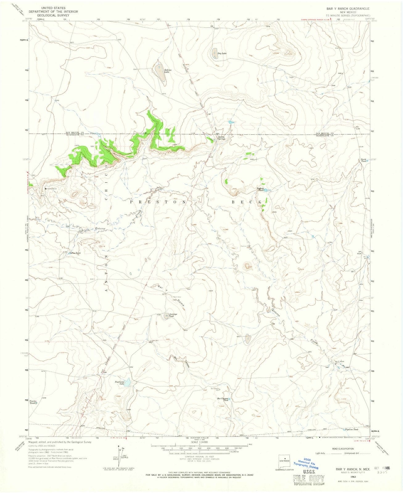 1963 Bar Y Ranch, NM - New Mexico - USGS Topographic Map