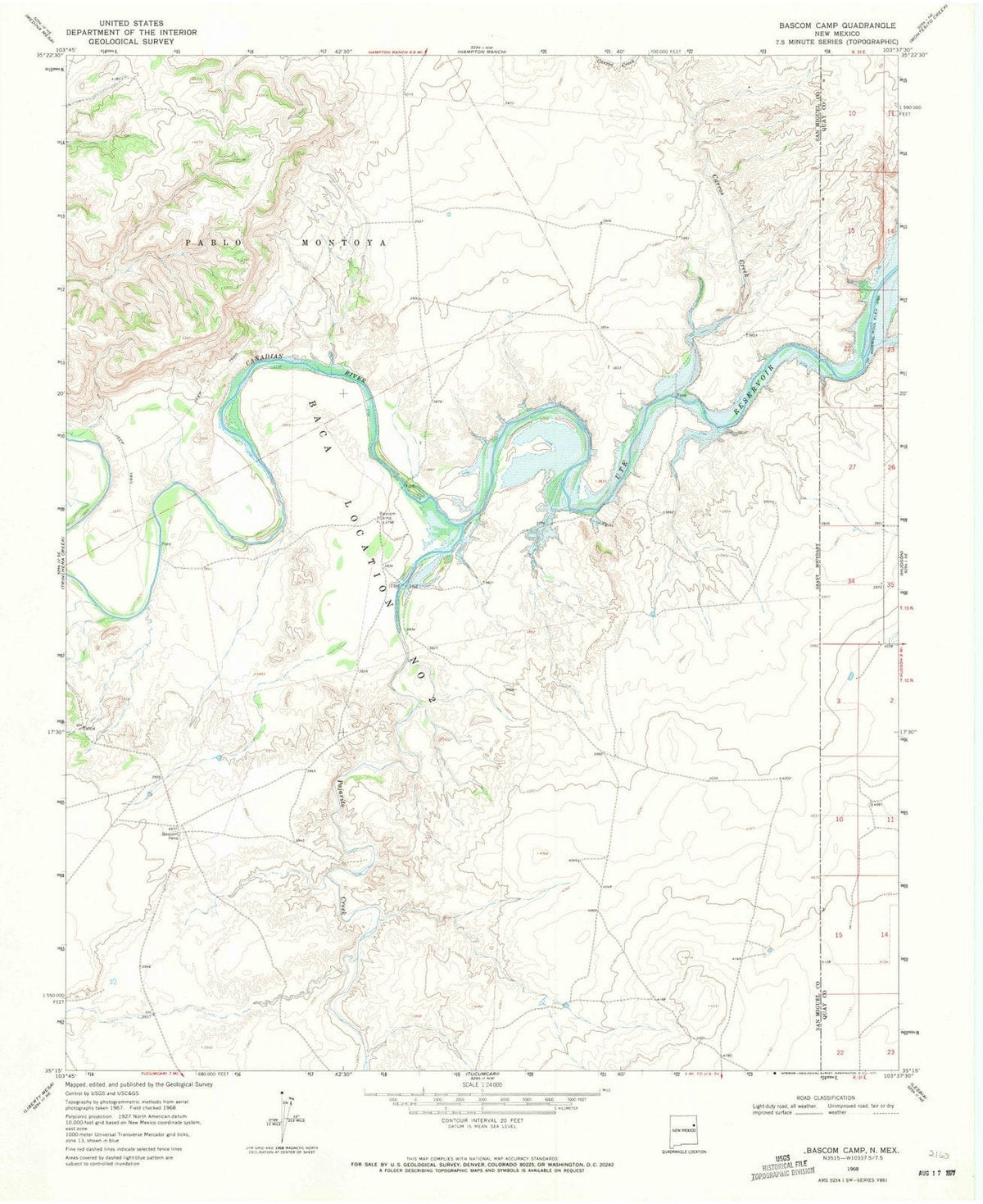 1968 Bascom Camp, NM - New Mexico - USGS Topographic Map