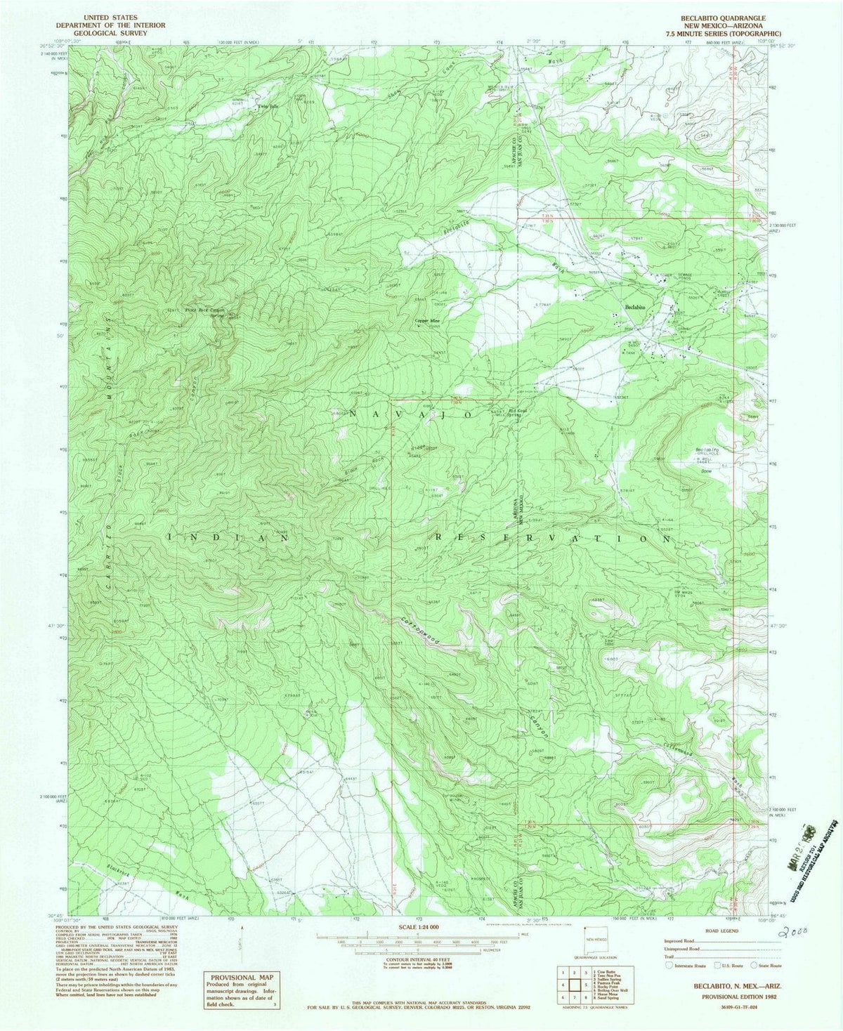 1982 Beclabito, NM - New Mexico - USGS Topographic Map