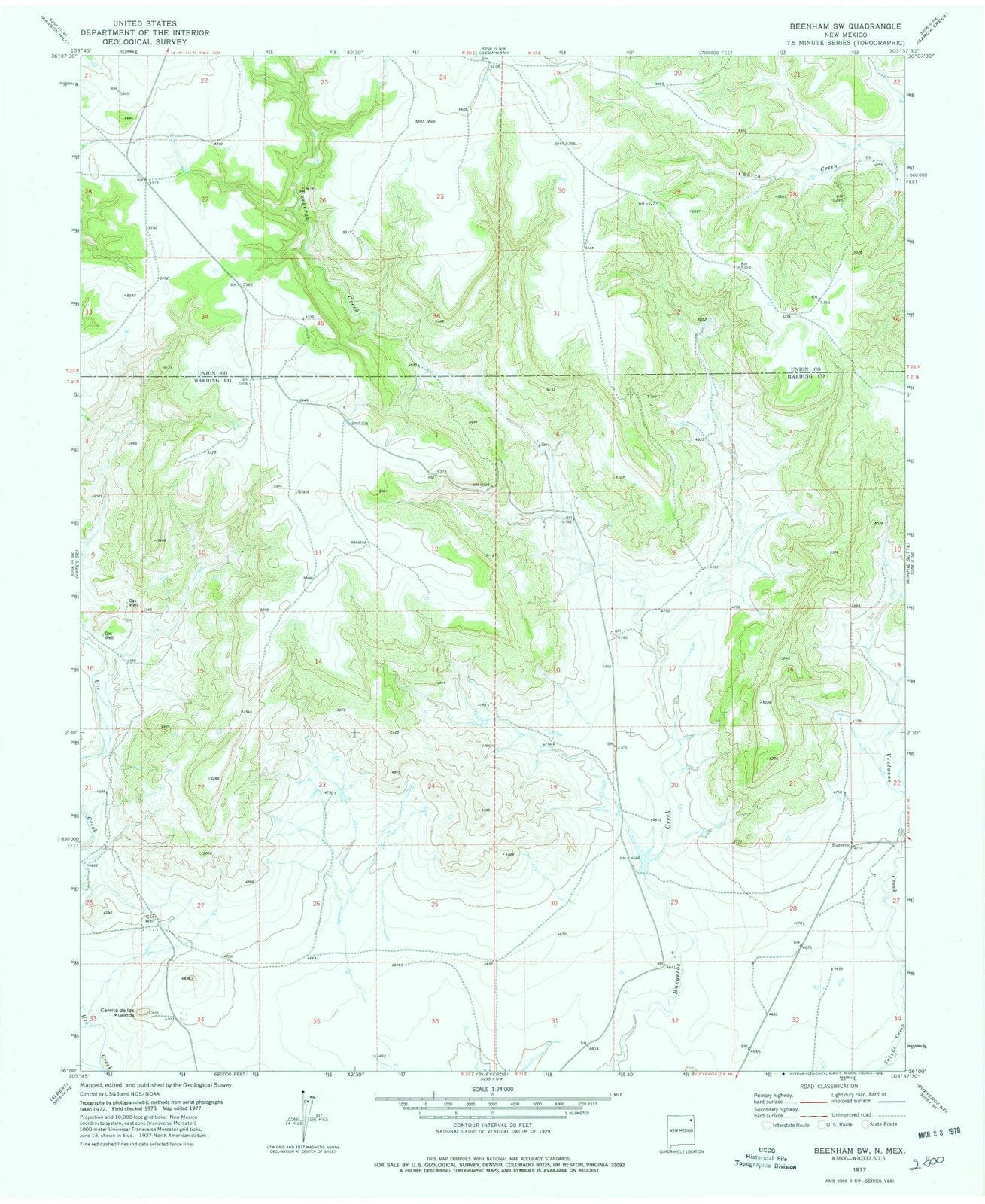 1977 Beenham, NM - New Mexico - USGS Topographic Map