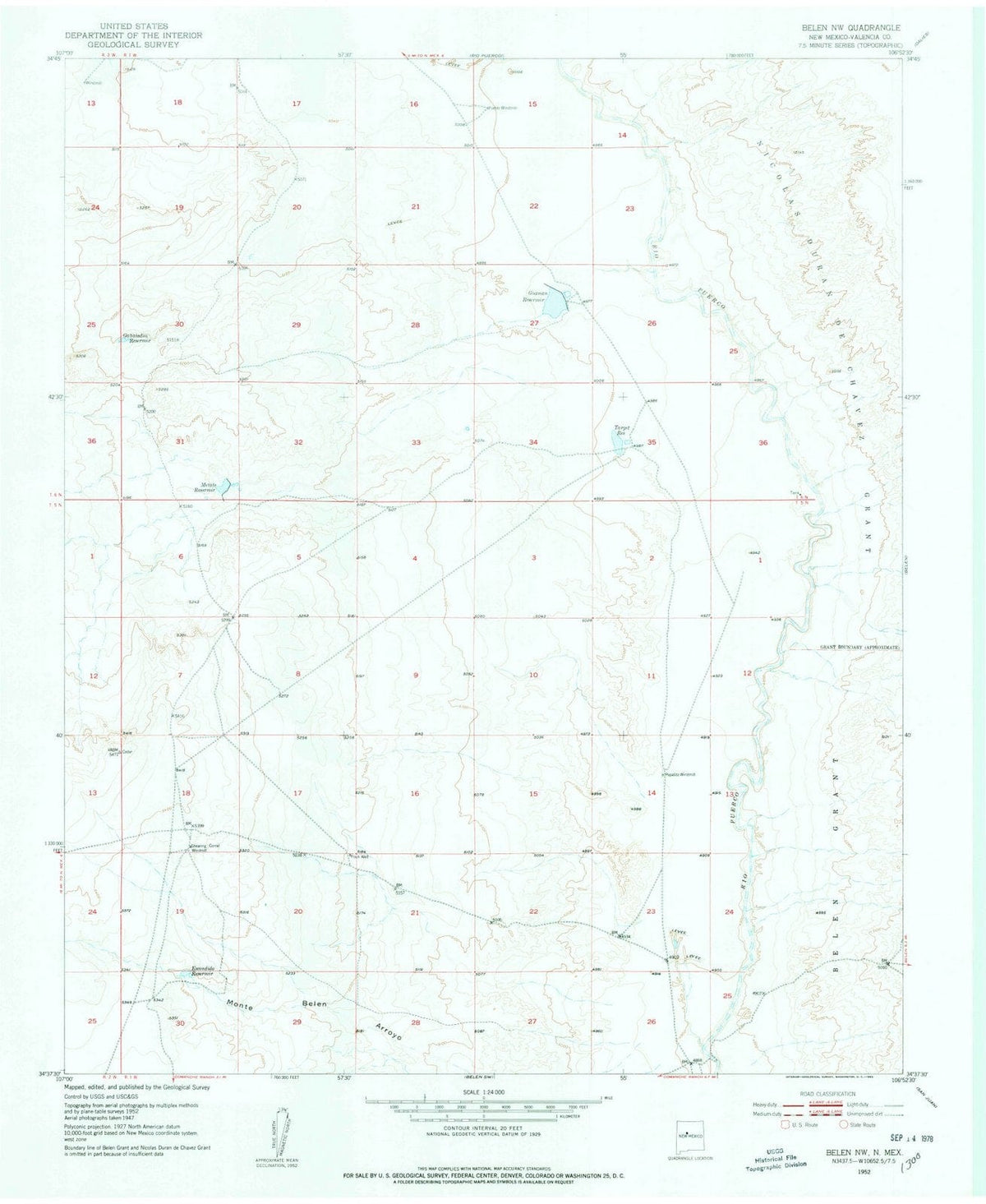 1952 Belen, NM - New Mexico - USGS Topographic Map