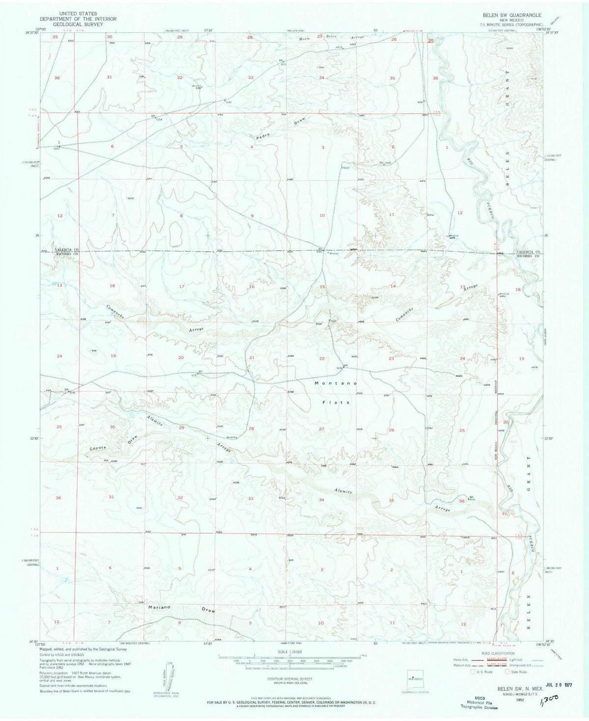 1952 Belen, NM - New Mexico - USGS Topographic Map v2