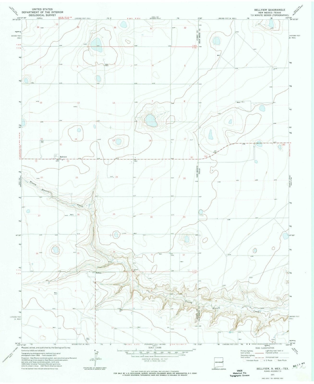 1971 Bellview, NM - New Mexico - USGS Topographic Map