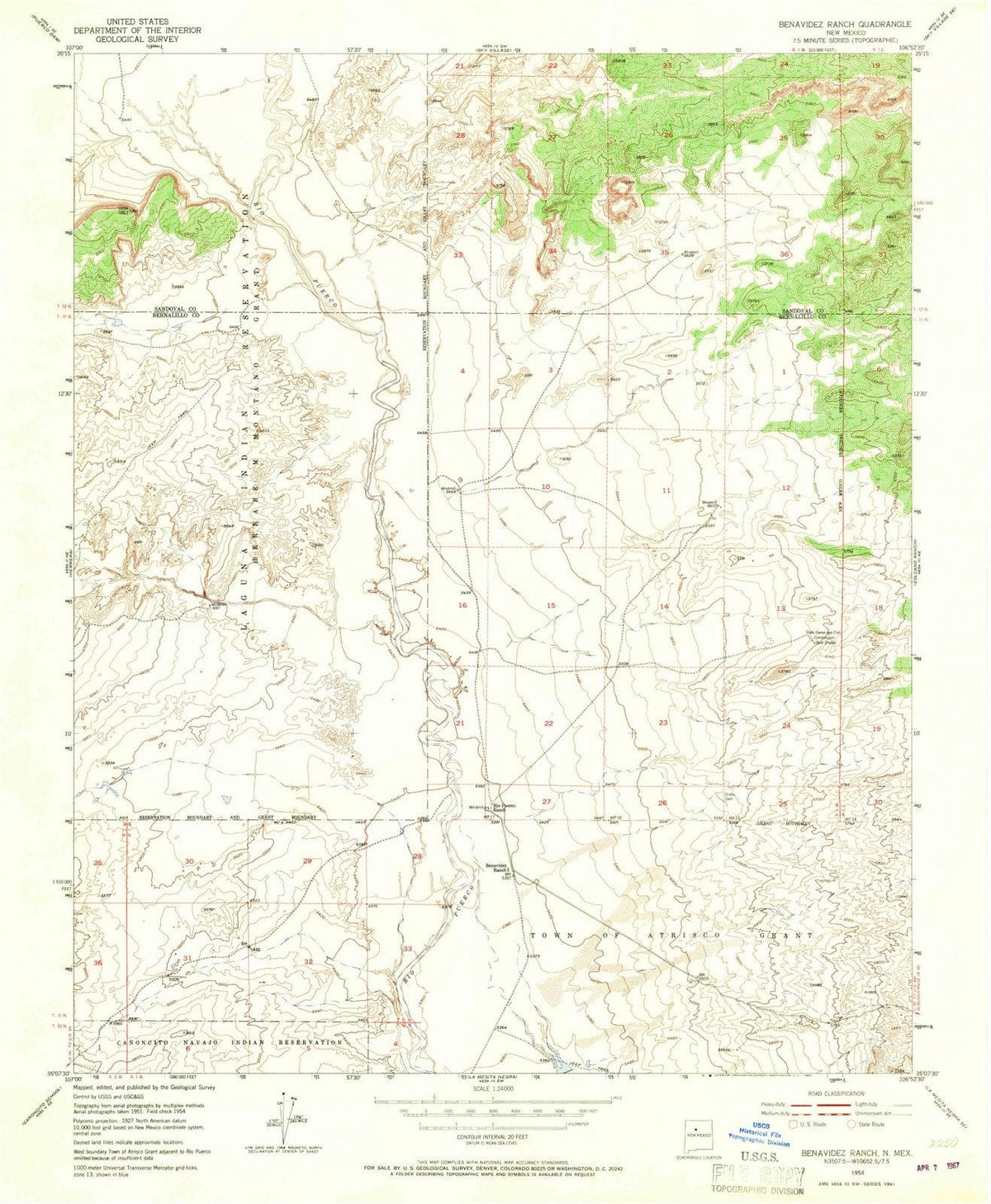 1954 Benavidez Ranch, NM - New Mexico - USGS Topographic Map
