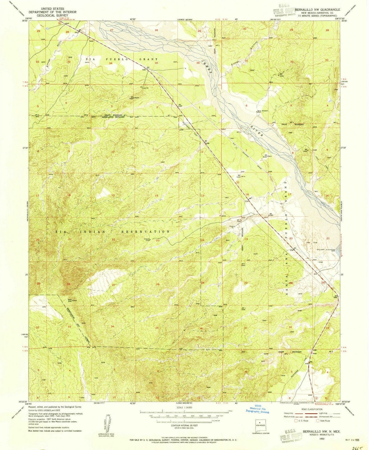 1953 Bernalillo, NM - New Mexico - USGS Topographic Map