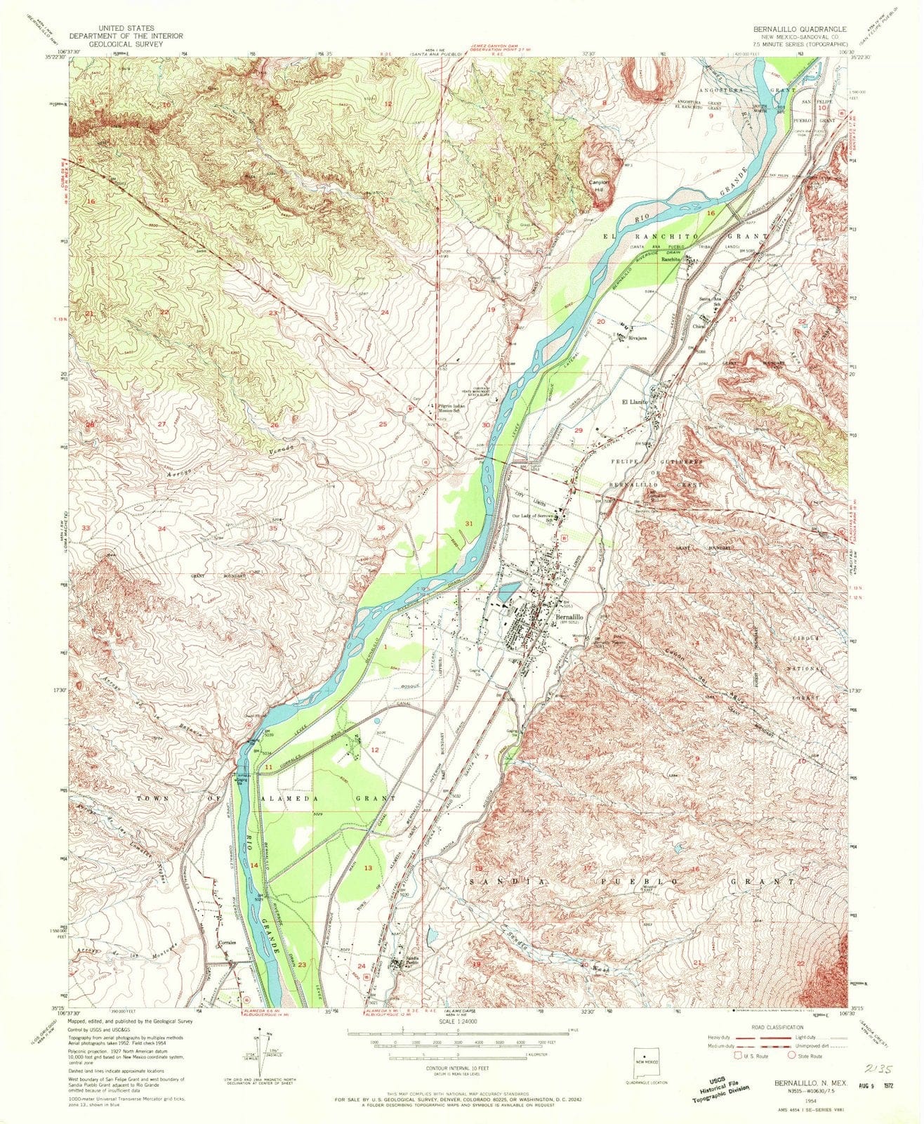 1954 Bernalillo, NM - New Mexico - USGS Topographic Map