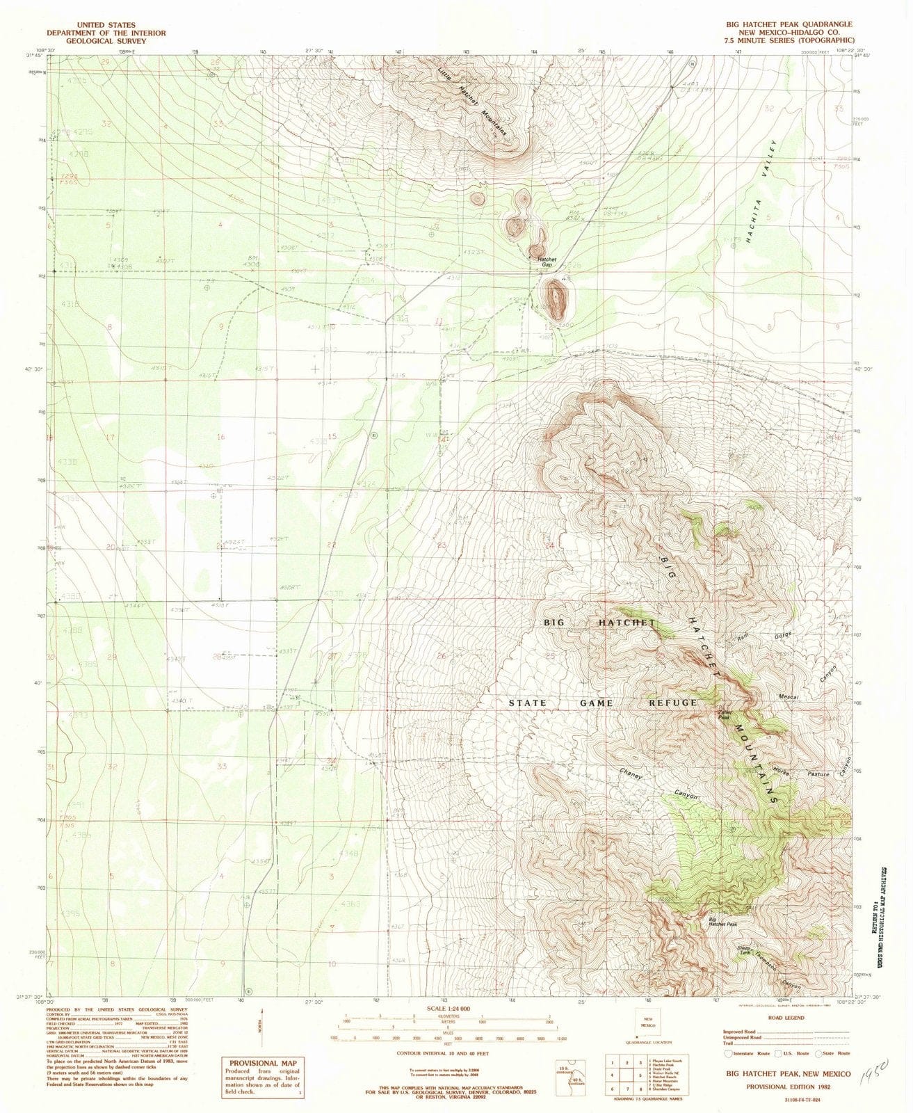 1982 Big Hatchet Peak, NM - New Mexico - USGS Topographic Map